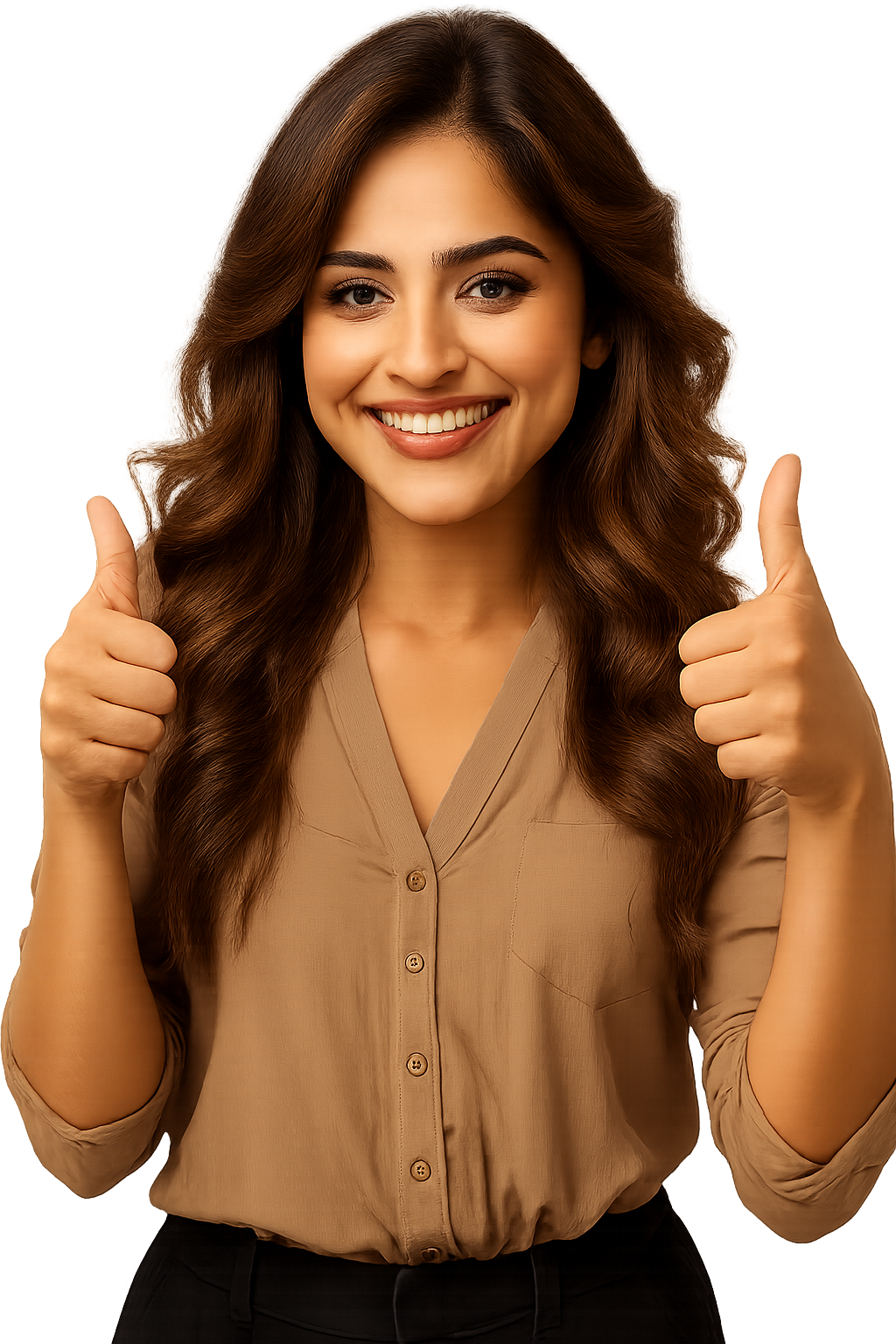 A happy professional giving thumbs up